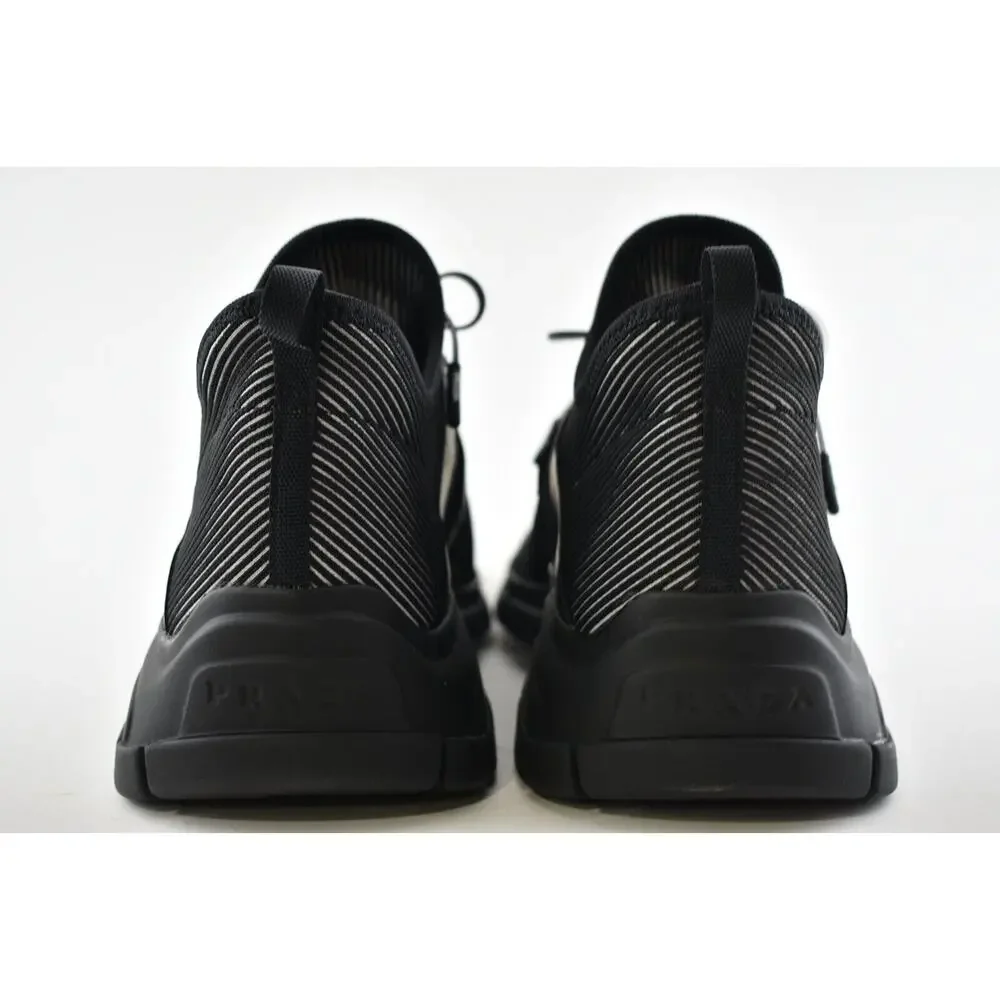 Prada Logo Knit Row Sock Black White Low Flat Trainer Sneaker Men UK 9.5 US 10.5 - Picture 11 of 12